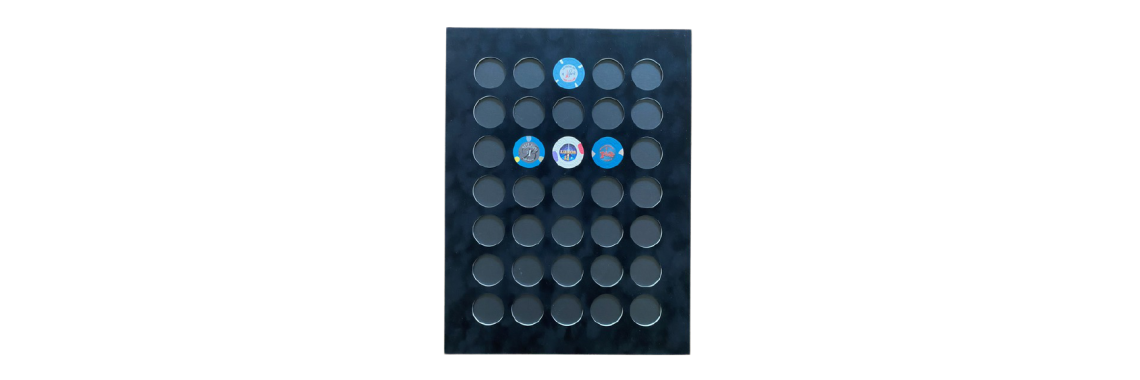 Poker Chip Display Board - 16" x 12" holds 35 chips